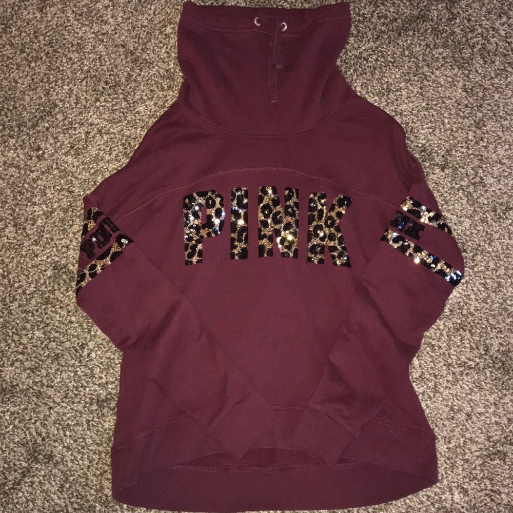 PINK maroon cowl neck hoodie